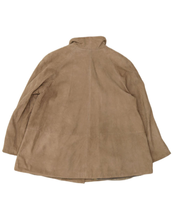 VINTAGE Γυναικείο Suede Jacket UK 10 Small Beige Leather