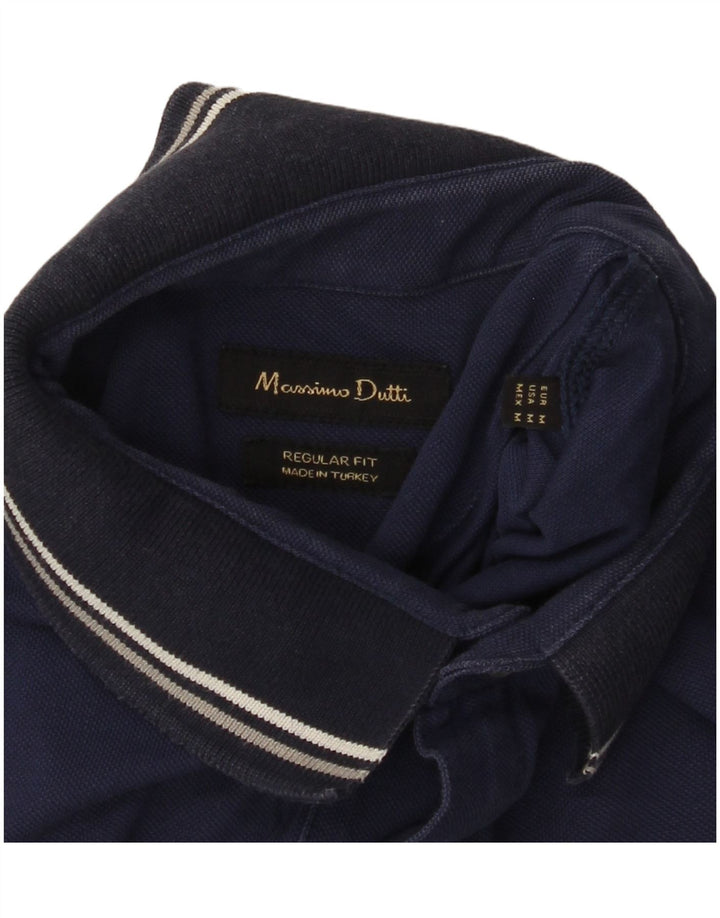 MASSIMO DUTTI Ανδρικό μπλουζάκι πόλο με κανονική εφαρμογή, μεσαίο μπλε ναυτικό