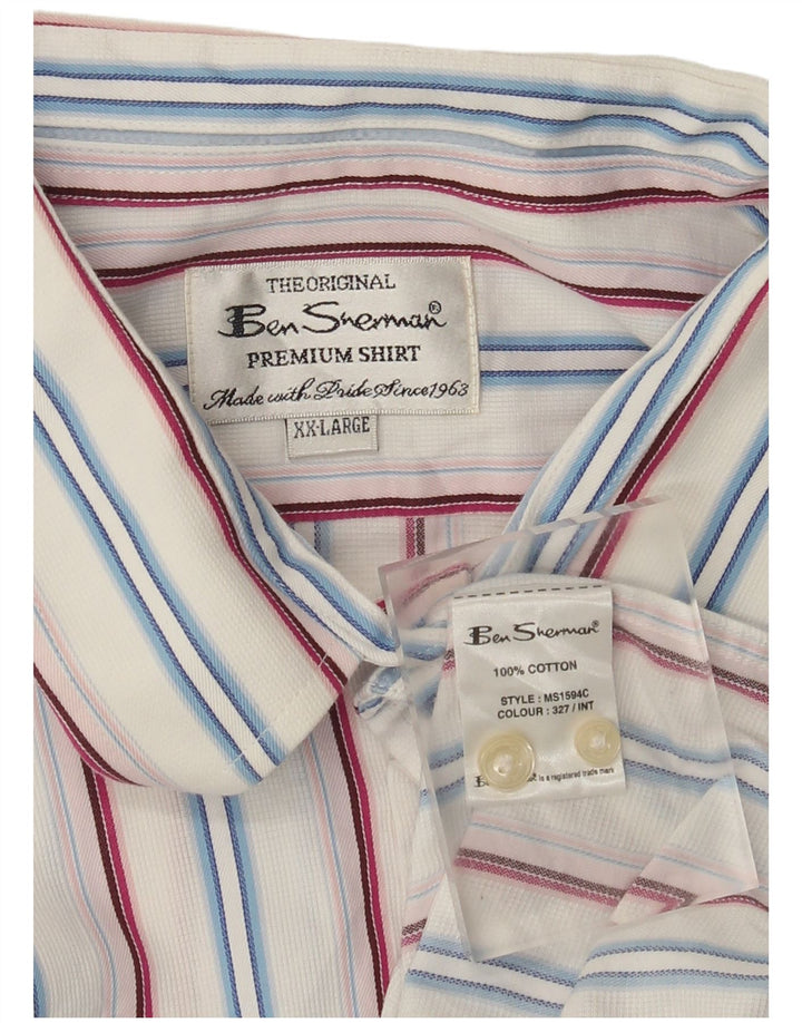 Ανδρικό πουκάμισο Ben Sherman 2XL Λευκό βαμβακερό ριγέ