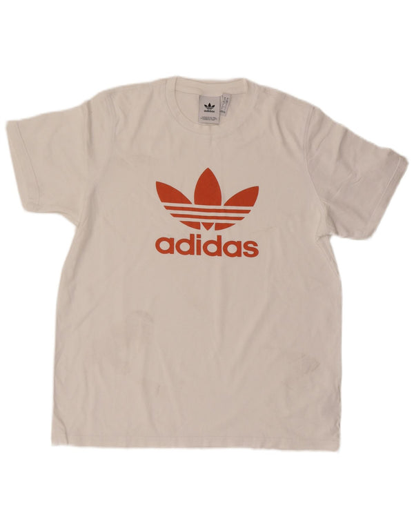 Ανδρικό γραφικό T-Shirt Adidas Top μεγάλο λευκό βαμβακερό