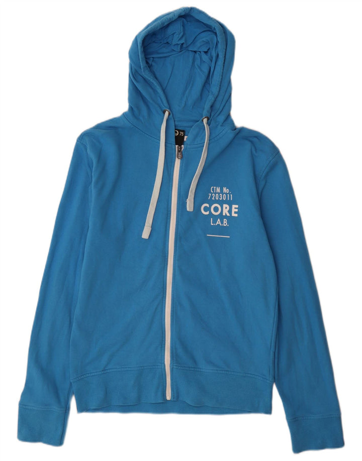 Ανδρικό πουλόβερ Jack & Jones με φερμουάρ με κουκούλα μεσαίου μπλε βαμβακερό
