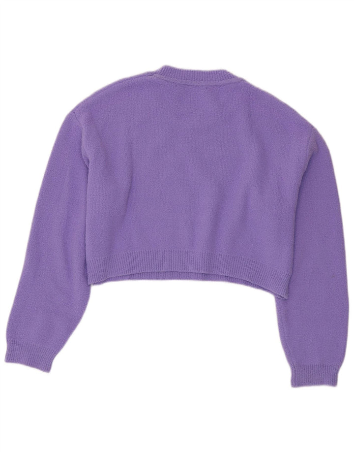 Γυναικείο πουλόβερ ZARA Crop Oversized Crew Neck Jumper UK 10 Small Purple