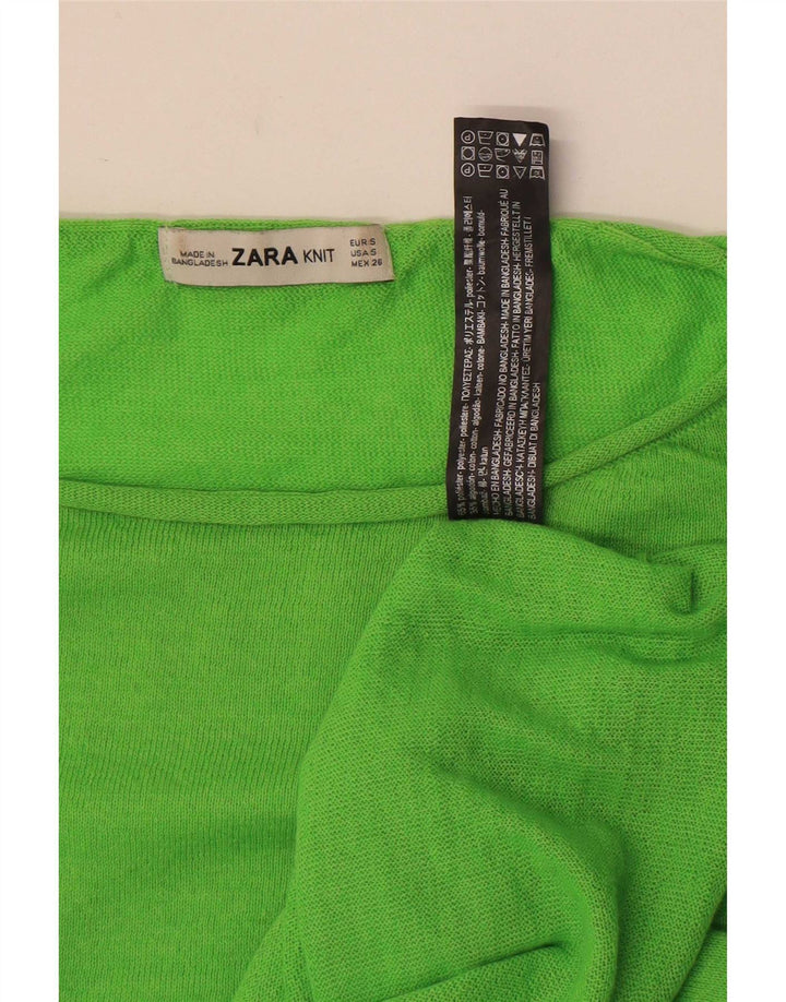 Zara Γυναικείο τοπ μακρυμάνικο UK 10 Small Green Polyester