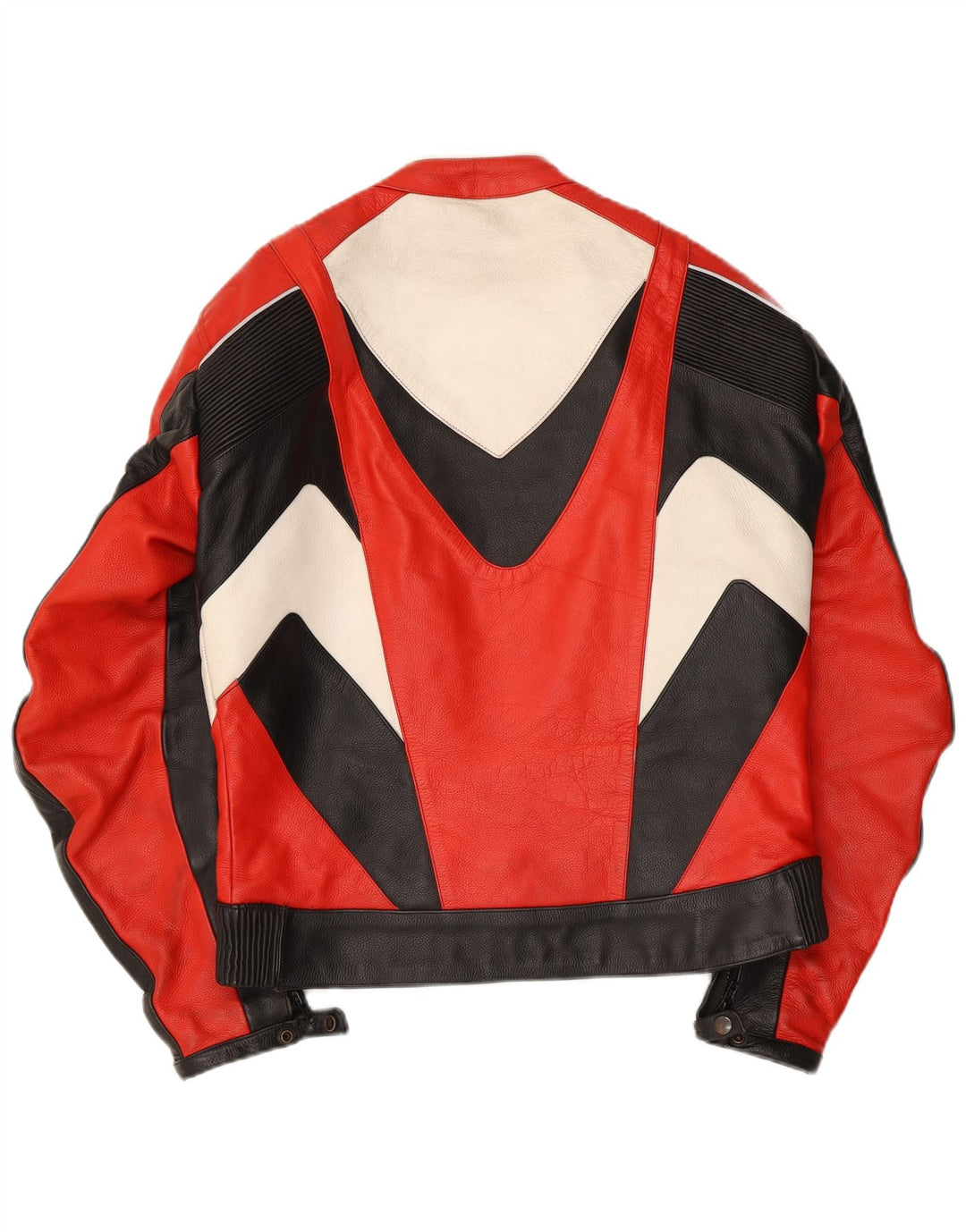 Vintage Ανδρικό Δερμάτινο Σακάκι Racer UK 40 Μεγάλο πολύχρωμο μπλοκ χρώματος