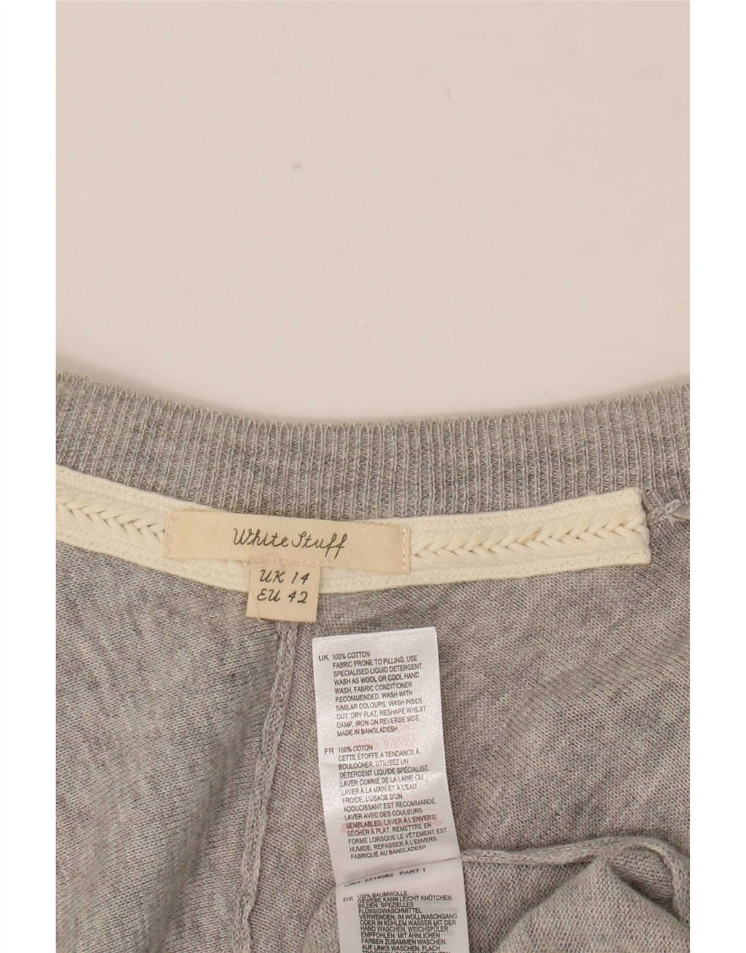 White Stuff Γυναικείο Longline ανοιχτό πουλόβερ ζακέτα UK 14 Large Grey Flecked