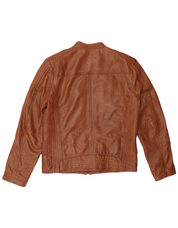 Vintage Ανδρικό Δερμάτινο Biker Jacket IT 50 Large Brown Δερμάτινο