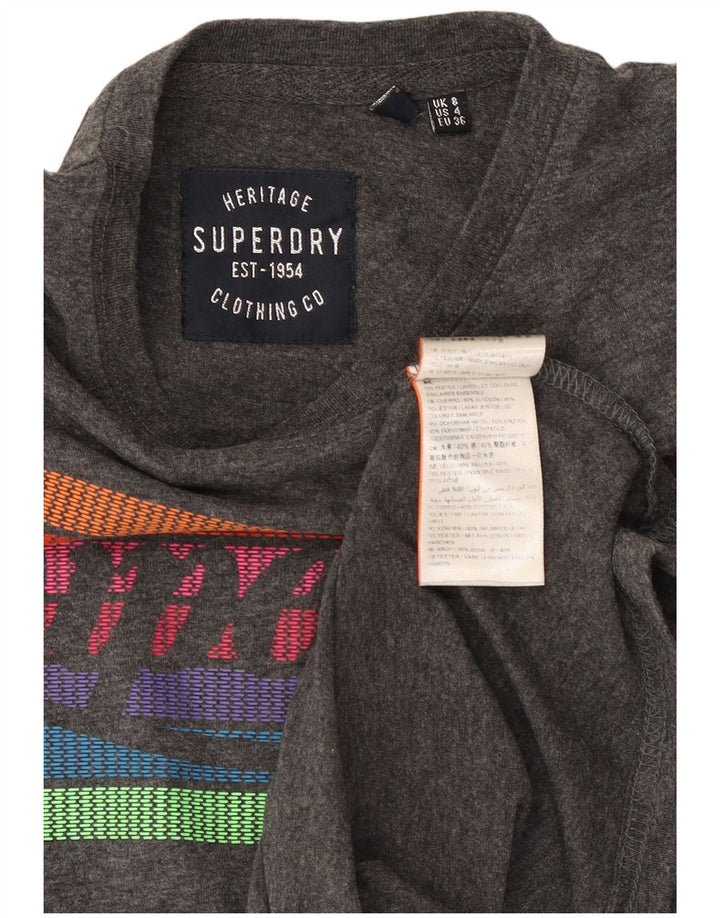 Γυναικείο γραφικό μπλουζάκι SUPERDRY Heritage Top UK 8 Μικρό γκρι βαμβακερό