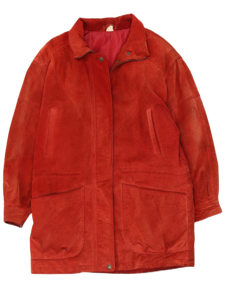 Vintage Γυναικείο Suede Oversized Πανωφόρι UK 10 Small Red