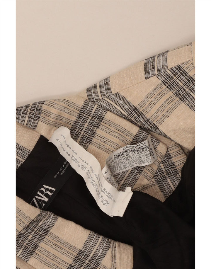 Zara Ανδρικό Μπλέιζερ Διπλό Μπουφάν UK 38 Medium Beige Check Acetate