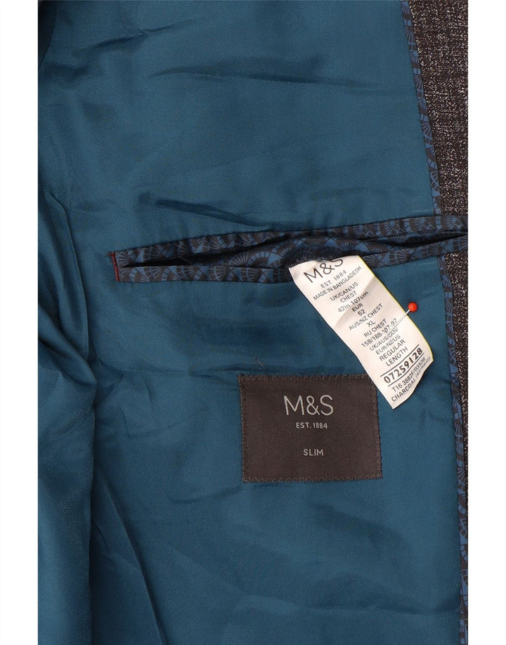 Marks & Spencer Ανδρικό μπουφάν με 2 κουμπιά Slim Blazer UK 42 XL Grey Polyester