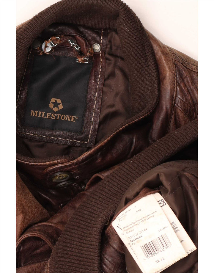 Milestone Ανδρικό Δερμάτινο Μπουφάν IT 52 XL Brown
