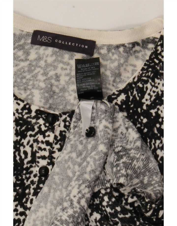 Marks & Spencer Γυναικείο πουλόβερ ζακέτα με αφηρημένο σχέδιο UK 16 μεγάλο μαύρο