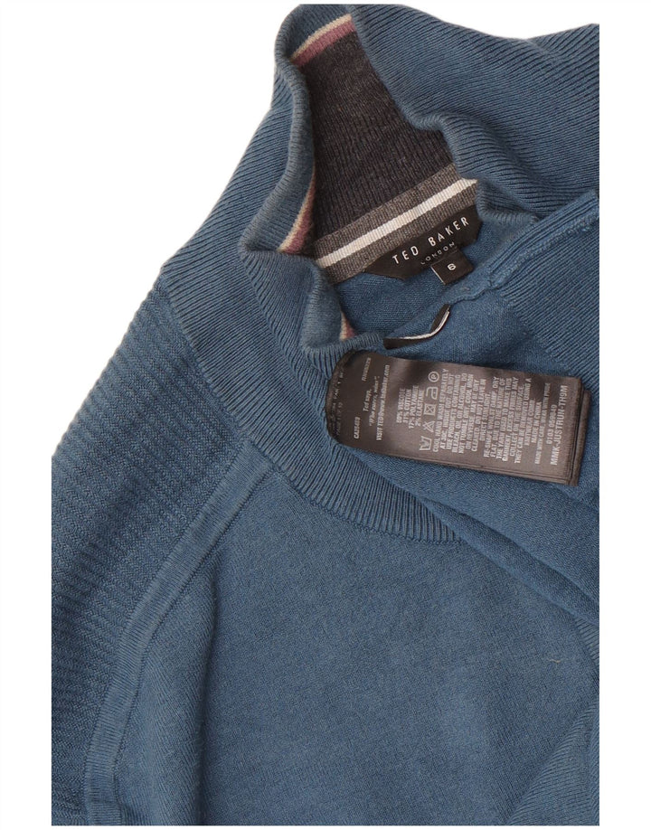 Ανδρικό πουλόβερ με φερμουάρ Ted Baker, μέγεθος 6 2XL μπλε βισκόζη