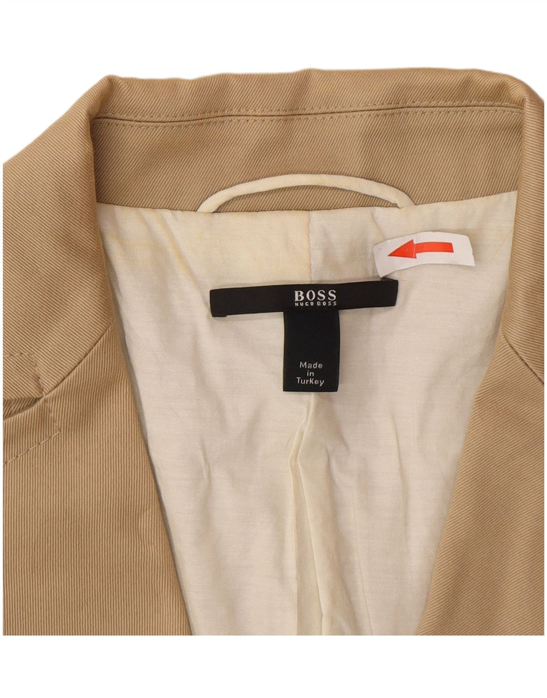 Hugo Boss γυναικείο μπλέιζερ με 3 κουμπιά μπουφάν UK 10 μικρό μπεζ βαμβακερό κλασικό