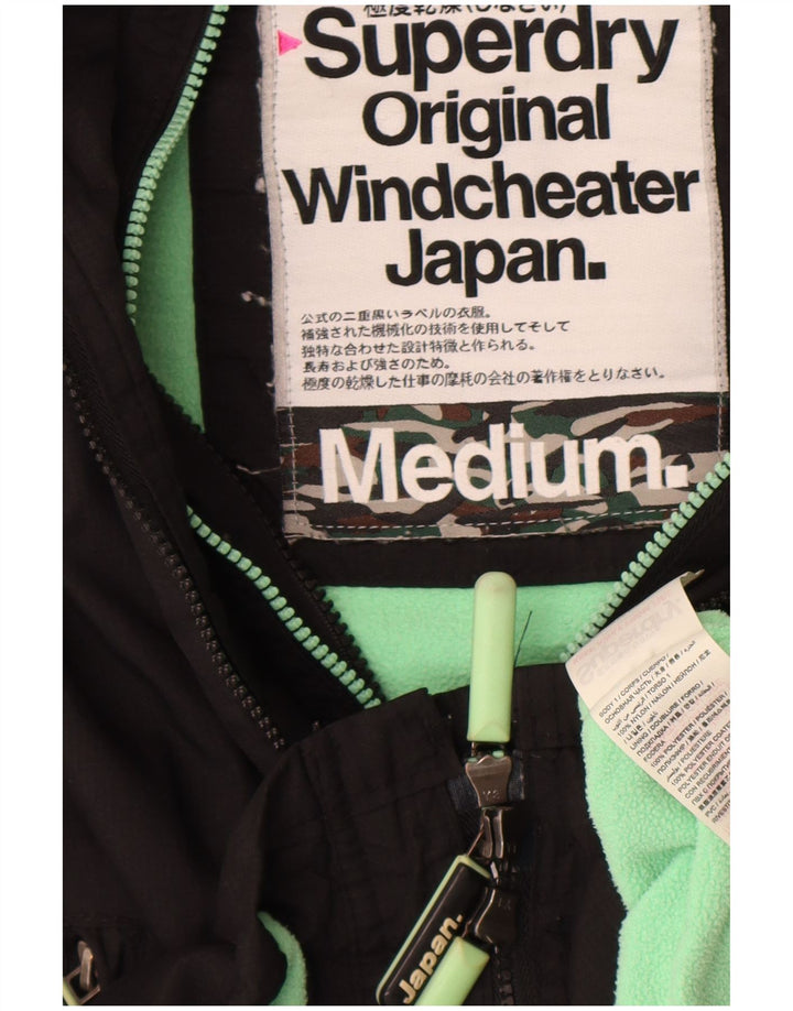 Superdry Γυναικείο Windcheater Hooded Windbreaker Jacket UK 14 Medium Black