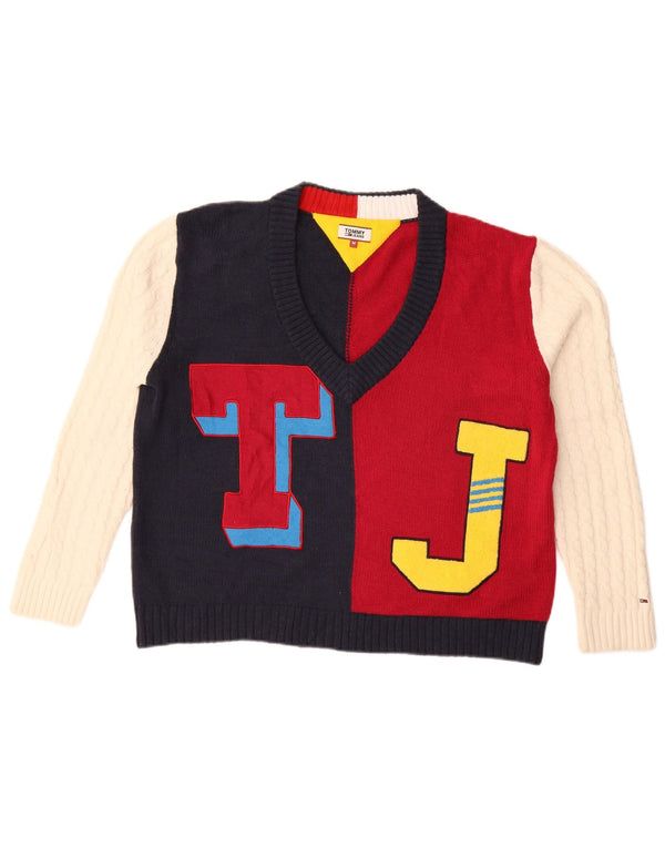 Tommy Hilfiger Γυναικείο πουλόβερ με γραφικό V λαιμόκοψη UK 14 Medium Multicolou