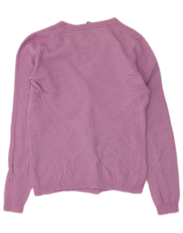Γυναικείο πουλόβερ Benetton Crop Cardigan UK 10 Small Pink Virgin Wool