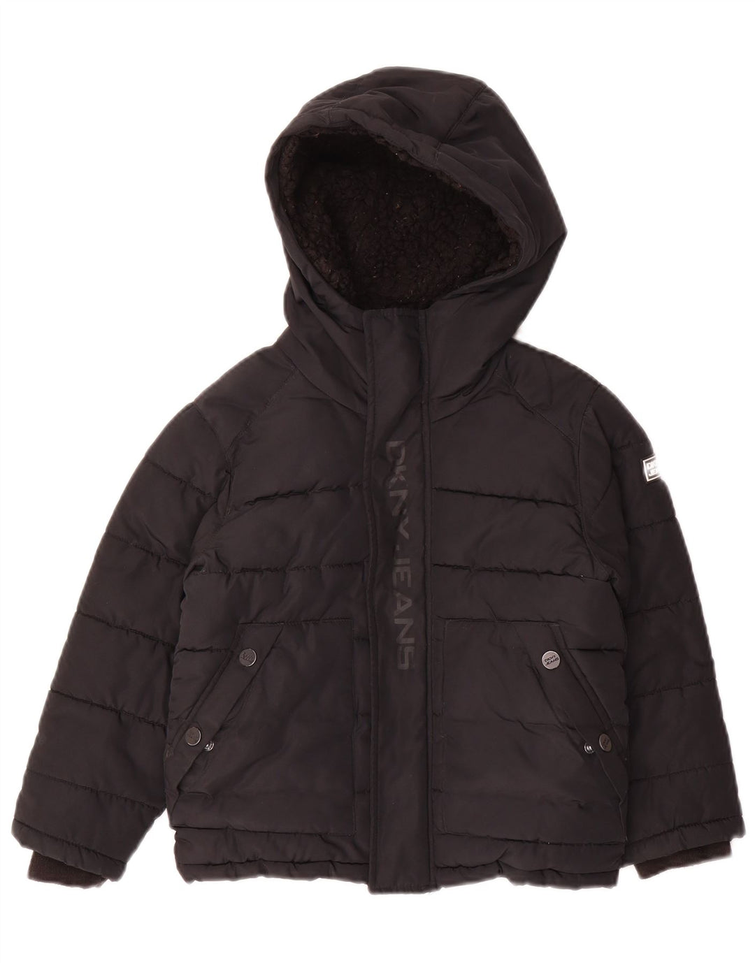 Dkny Boys Graphic Hooded Jacket 5-6 Years Μαύρο Πολυεστέρας