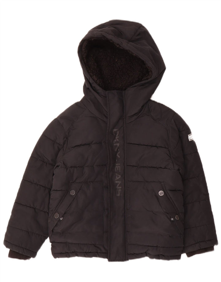 Dkny Boys Graphic Hooded Jacket 5-6 Years Μαύρο Πολυεστέρας