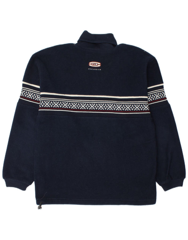 Fire and Ice Mens Fleece Jumper Medium Navy Blue Fair Isle Polyester