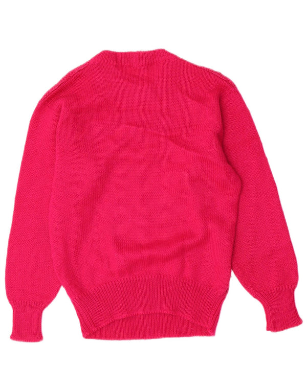 Vintage γυναικείο πουλόβερ με λαιμόκοψη UK 10 Small Pink ριγέ