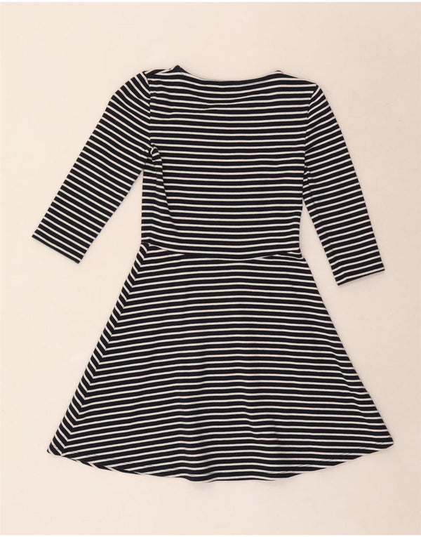 Jack Wills Womens 3/4 Sleeve A-Line Dress UK 8 Small Navy Blue Pinstripe