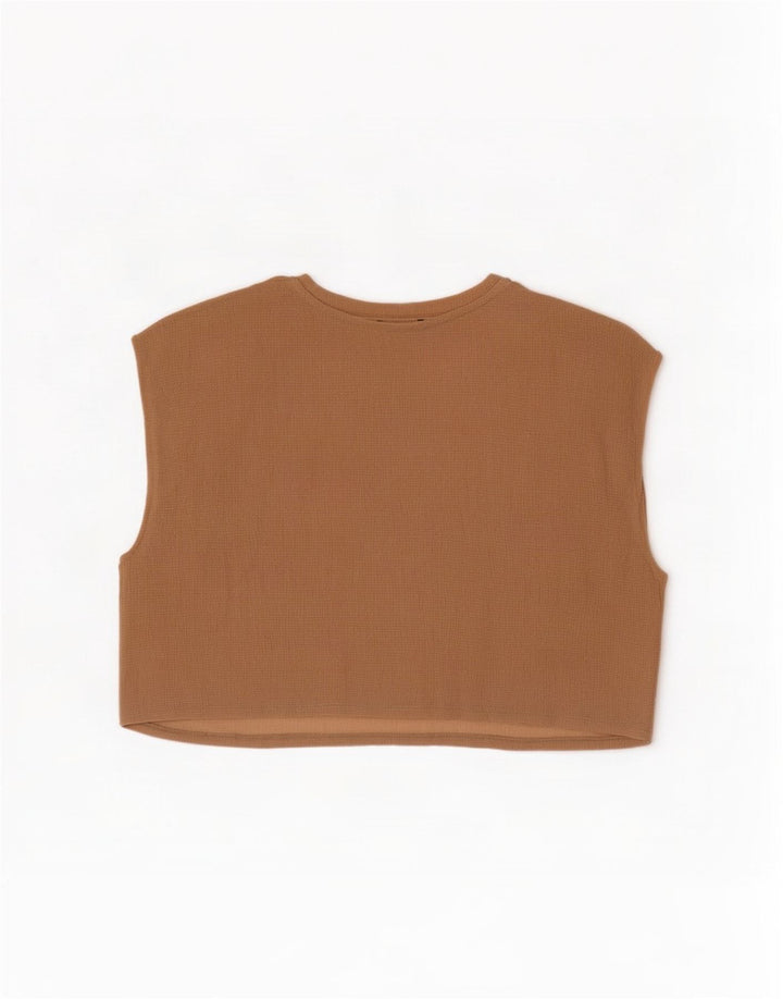 Zara Γυναικεία Crop Αμάνικη Oversized Μπλούζα Τοπ UK 10 Small Beige