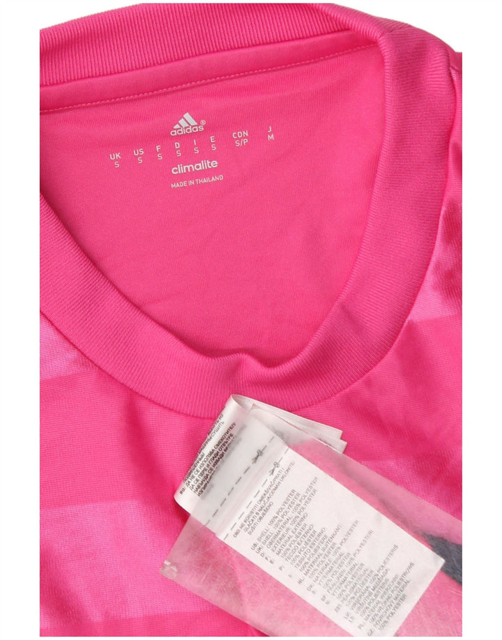 Adidas Ανδρικό T-Shirt Climalite Top Μικρό Ροζ Ριγέ Πολυεστέρας