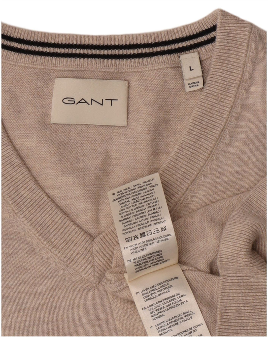 Gant Γυναικείο πουλόβερ με λαιμόκοψη με λαιμόκοψη μεγάλο γκρι βαμβακερό