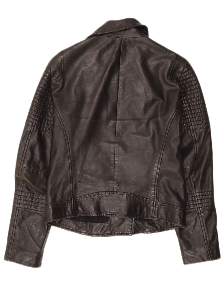 WHISTLES Γυναικείο Δερμάτινο Μπουφάν Biker UK 8 Small Black Leather