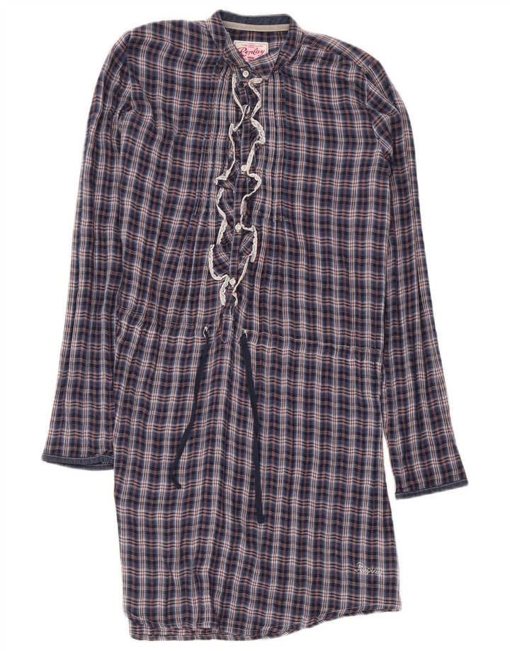 Replay Girls Ruffle Μπροστινό πουλόβερ Shift Φόρεμα 13-14 ετών Navy Blue Check