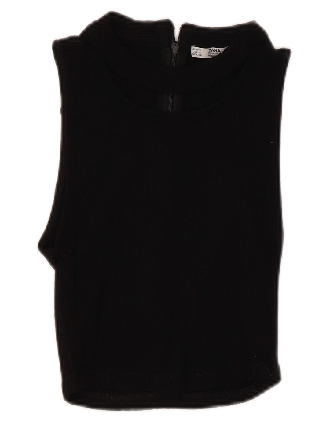 Zara Γυναικείο Αμάνικο Crop Top UK 8 Small Black Viscose