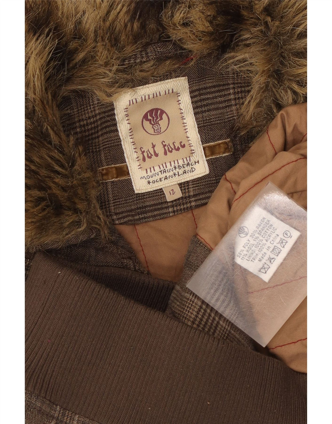 Fat Face Womens Gilet UK 12 Medium Brown Houndstooth Πολυεστέρας