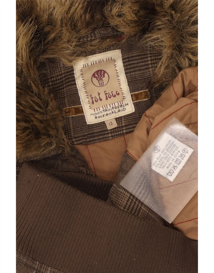 Fat Face Womens Gilet UK 12 Medium Brown Houndstooth Πολυεστέρας