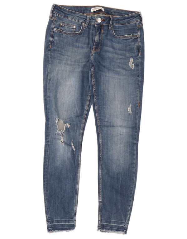 Zara Womens Distressed Skinny Jeans EU 42 Large W32 L26 Blue
