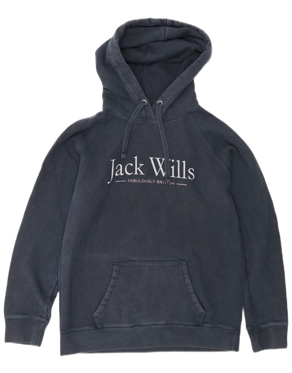 Jack Wills Γυναικείο Γραφικό Hoodie Jumper UK 12 Medium Navy Blue Cotton