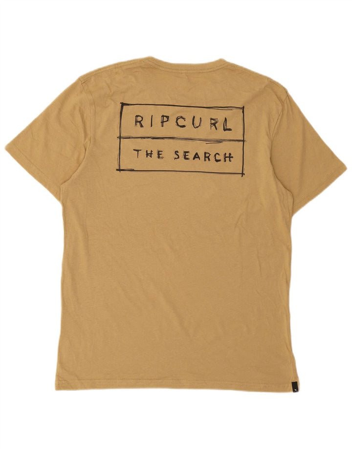RIP CURL Mens Standard Fit Graphic T-Shirt Top Medium Beige Cotton