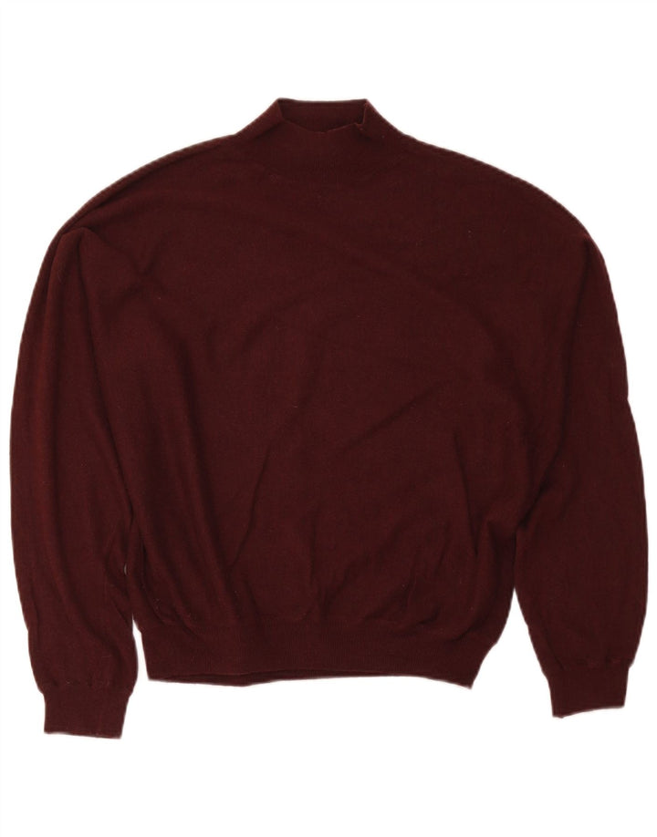 Zara γυναικείο πουλόβερ με λαιμόκοψη χελώνας UK 14 Medium Burgundy