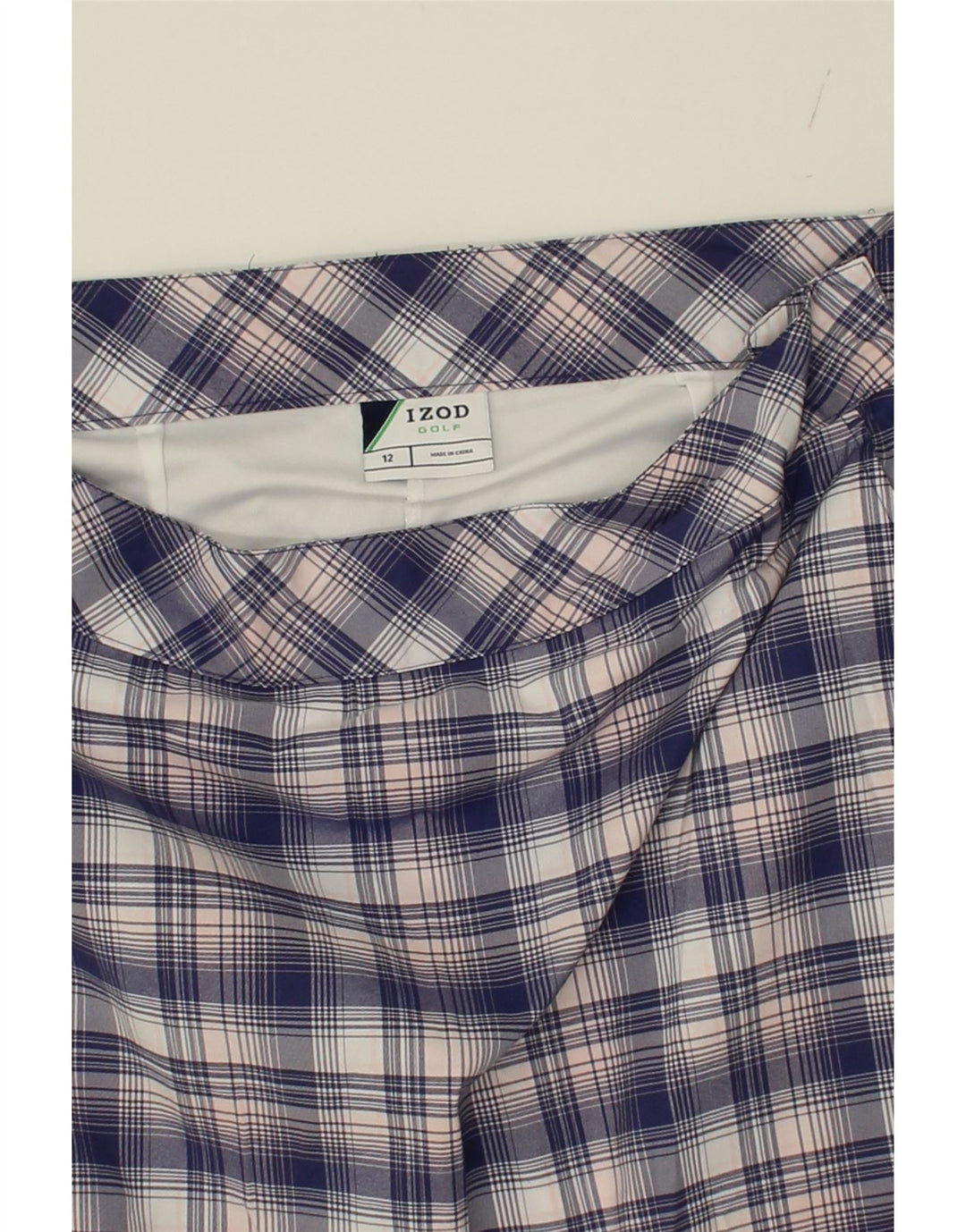IZOD Womens Mini Skirt US 12 Large W34  Navy Blue Check Polyester Vintage Izod and Second-Hand Izod from Messina Hembry 