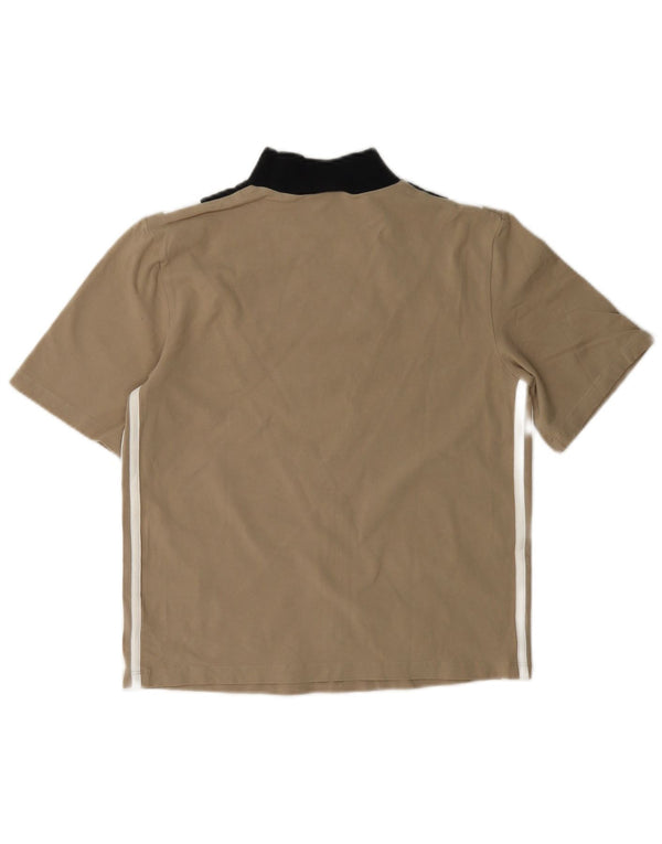 Γυναικείο γραφικό μπλουζάκι Adidas Top UK 8 Small Beige Colourblock Βαμβακερό