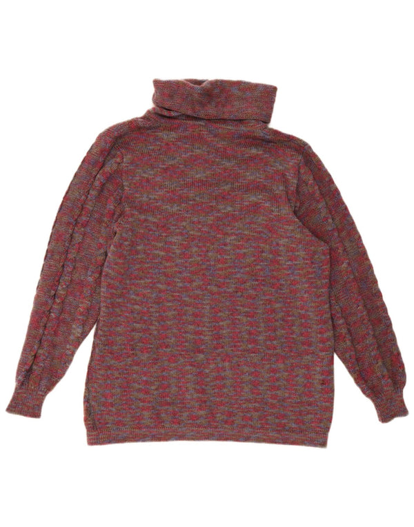 Vintage Womens Roll Neck Jumper Sweater UK 14 Large Purple Flecked
