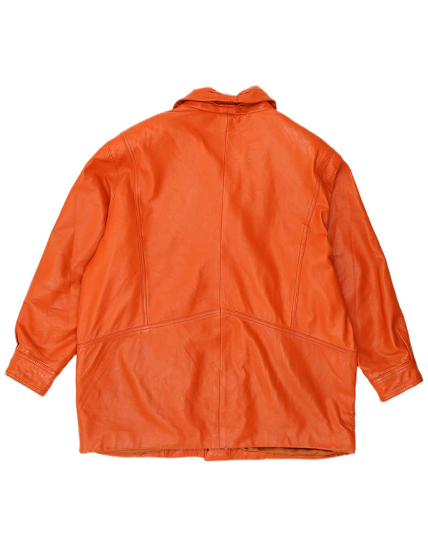 VINTAGE Γυναικείο Oversized Δερμάτινο Μπουφάν IT 44 Medium Orange