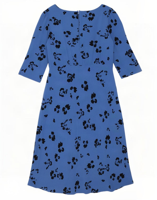 Marks & Spencer Womens 1/2 Sleeve Empire Dress UK 14 Medium Blue Floral