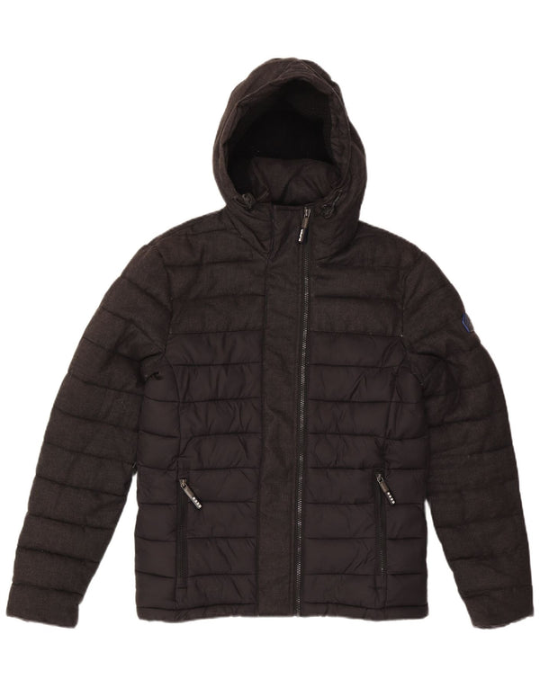 Superdry Ανδρικό μπουφάν με κουκούλα UK 36 Small Grey Polyester