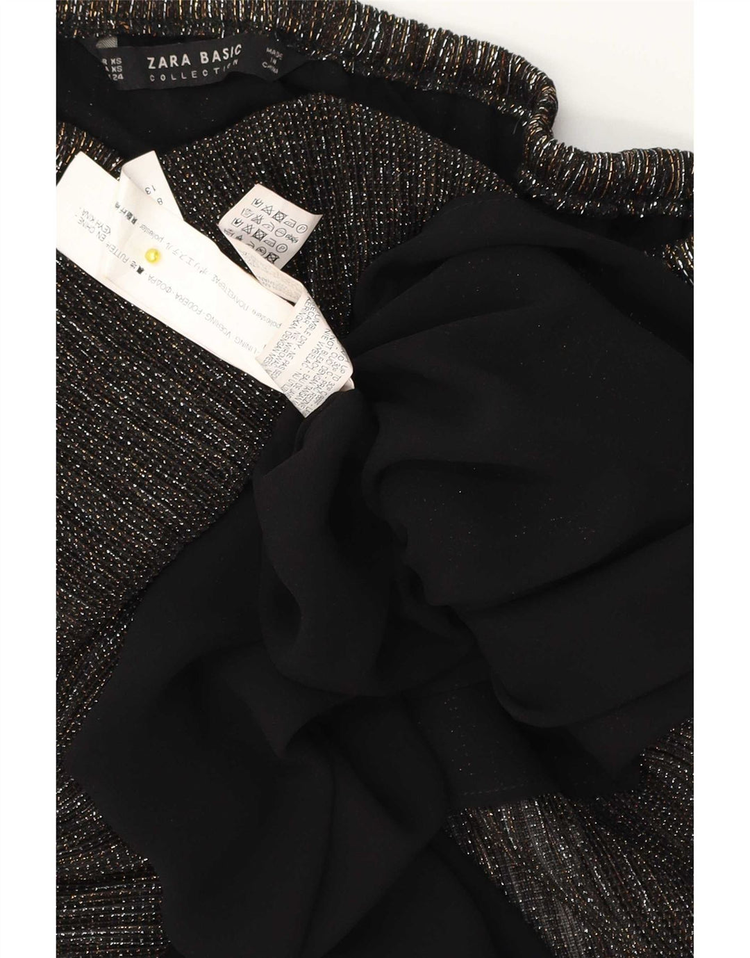 Zara γυναικείο υπερμεγέθη Crop Off Shoulder Top UK 4 XS Μαύρος Πολυεστέρας