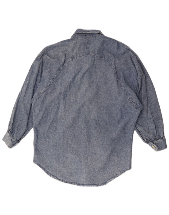Vintage γυναικείο oversized τζιν πουκάμισο UK 14 μεσαίο μπλε βαμβακερό