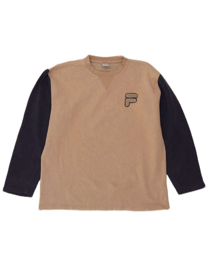 Fila Boys Graphic Sweatshirt Jumper 13-14 Years Large Beige Colourblock