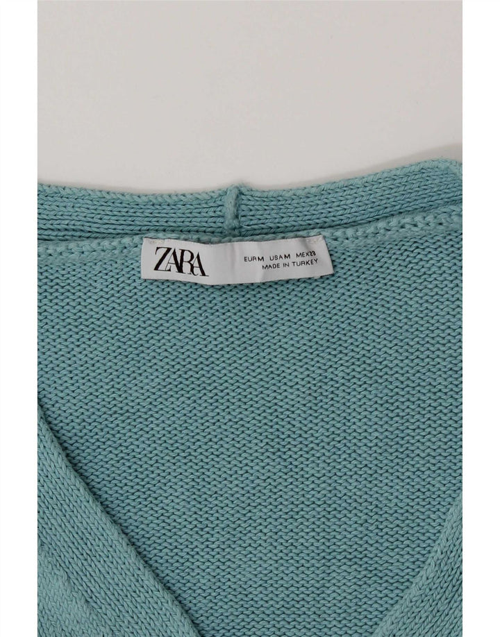 Zara Γυναικεία Ζακέτα Crop UK 12 Medium Turquoise