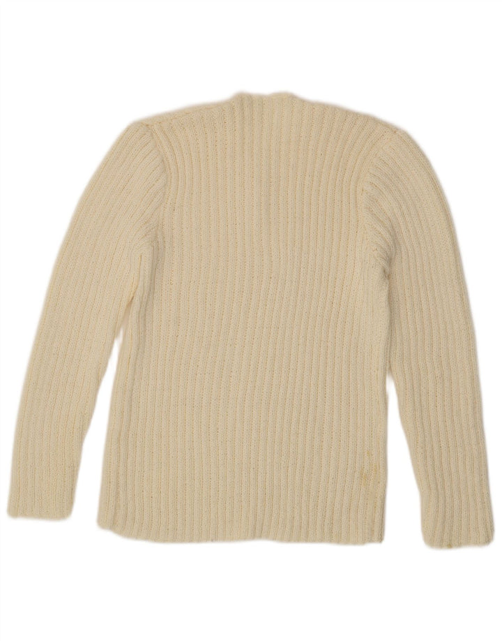 Γυναικείο πουλόβερ με λαιμό κουμπιά VINTAGE UK 12 Medium Off White