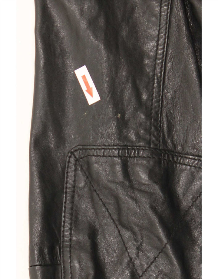 Massimo Dutti Ανδρικό Δερμάτινο Μπουφάν UK 42 XL Μαύρο Sheepskin